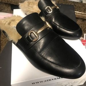 STEVE MADDEN - KHLOE BLACK LEATHER LOAFER- MULES.